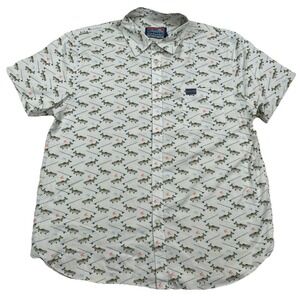 Burlebo Trout Fly Fishing AOP Short Sleeve Button Up Shirt Men's XL NWT